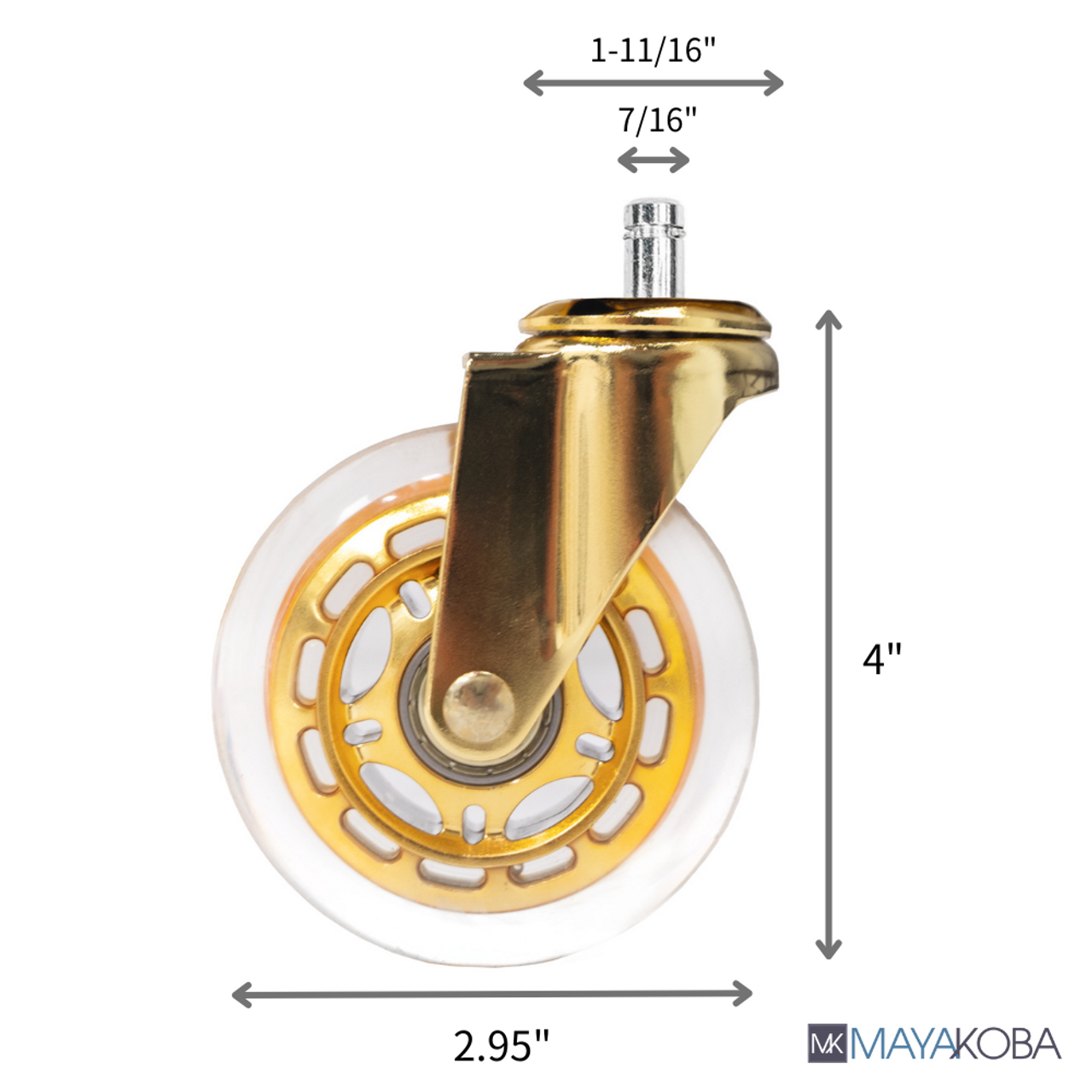Roller Blade Style Stool Casters GOLD