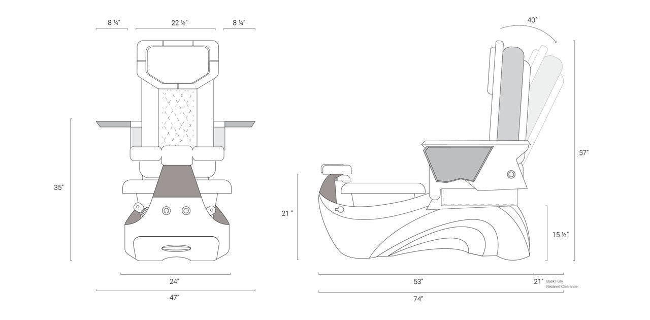 Spa de pedicura PERLA con cubierta de silla FX II de Mayakoba
