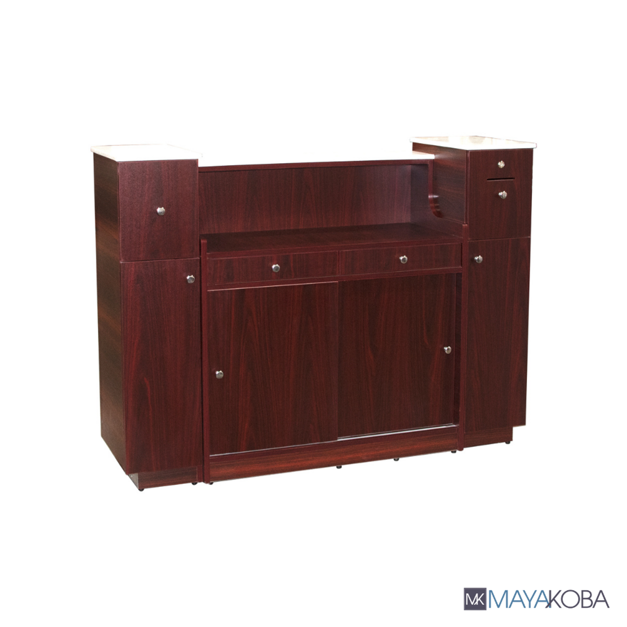 Mostrador de recepción Avon I con vitrina de cristal de Mayakoba