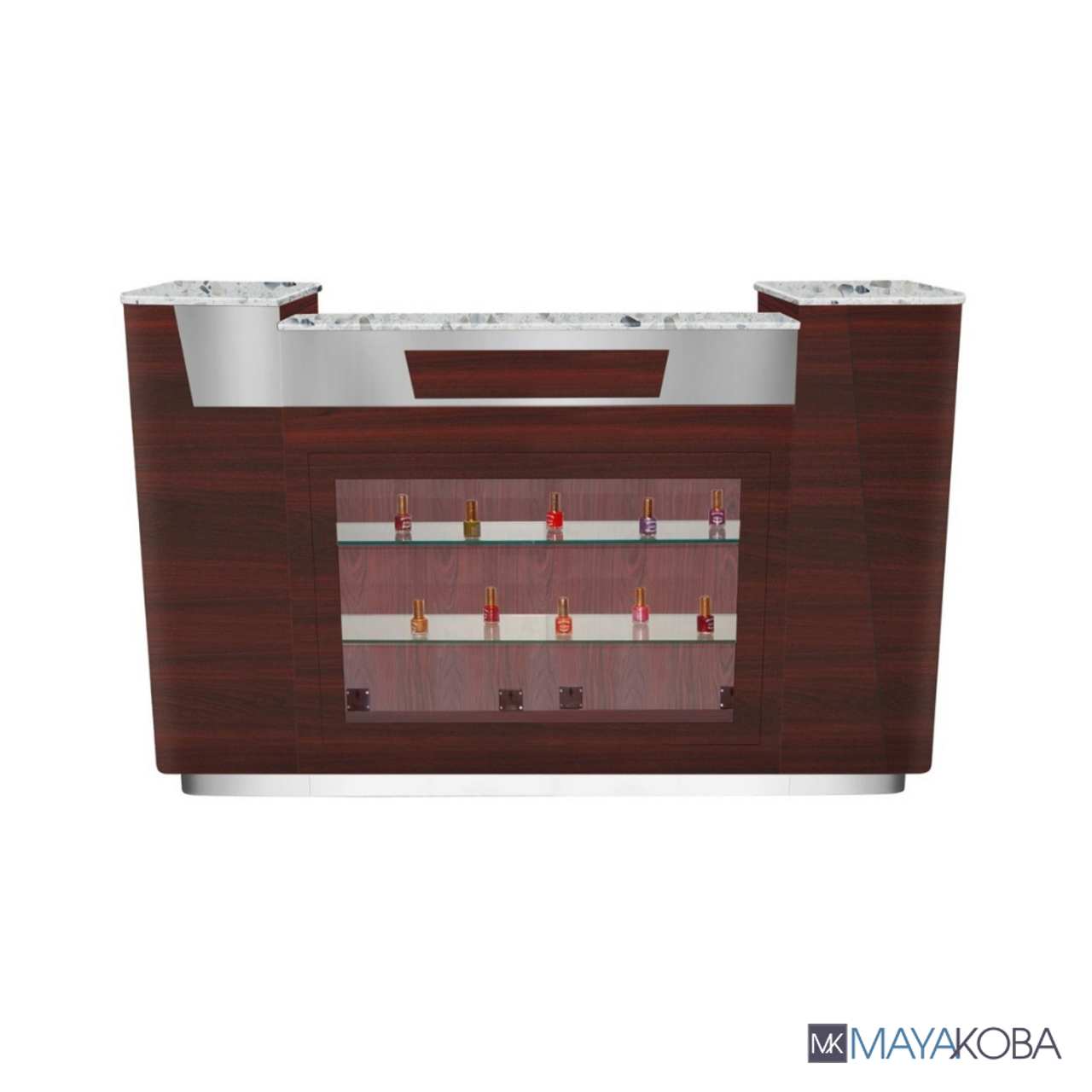 Mostrador de recepción Avon I con vitrina de cristal de Mayakoba