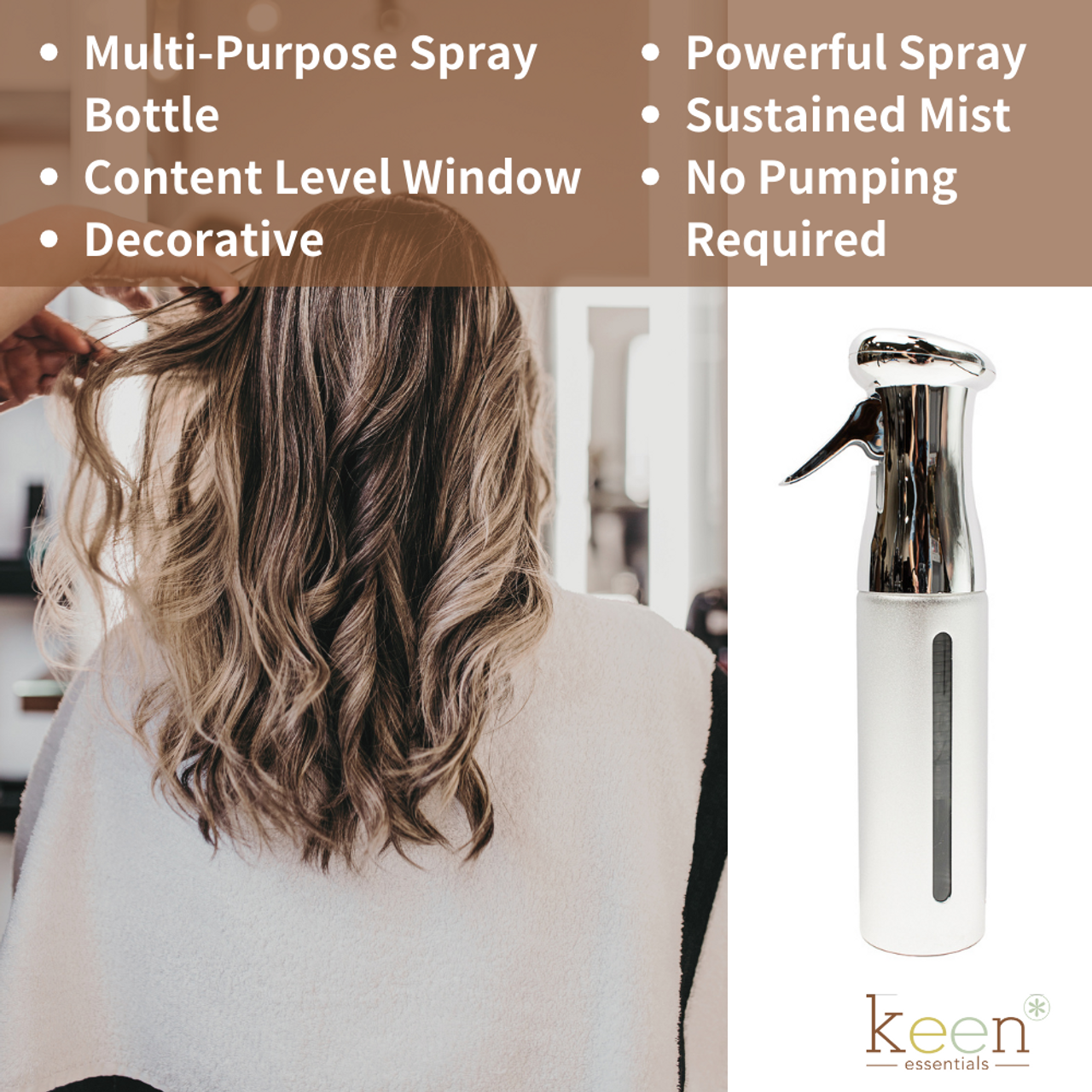 KEEN Essentials Continuous Mist Spray Bottles- 12 oz Aluminum Bottle