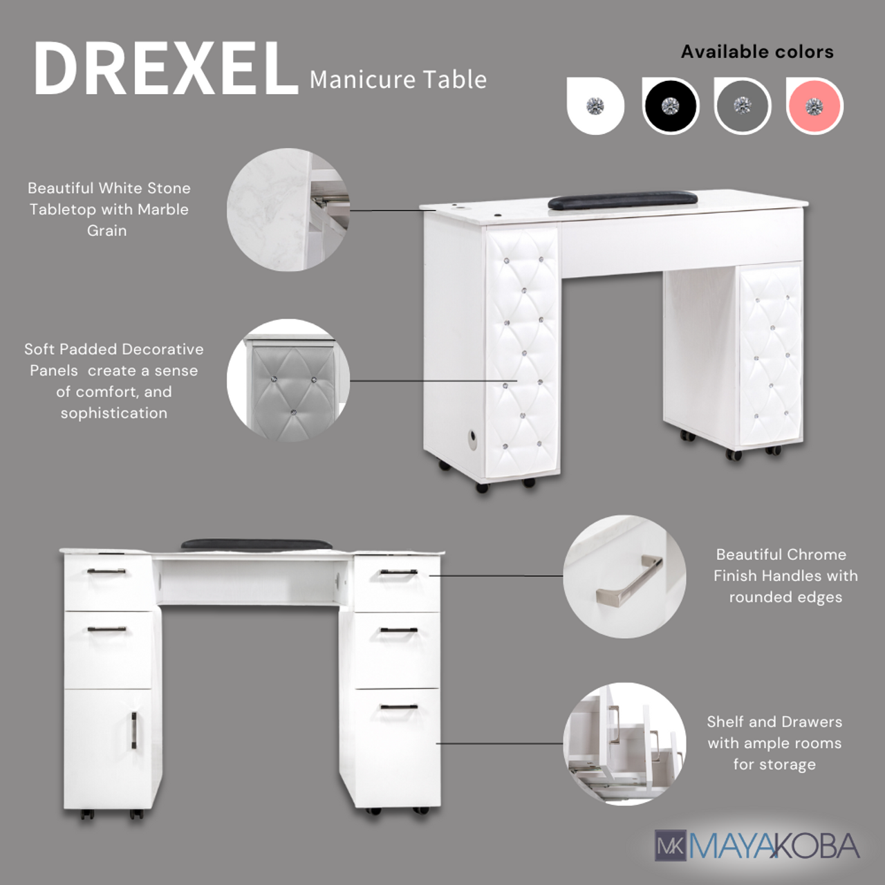 DREXEL Tufted Single Manicure Table