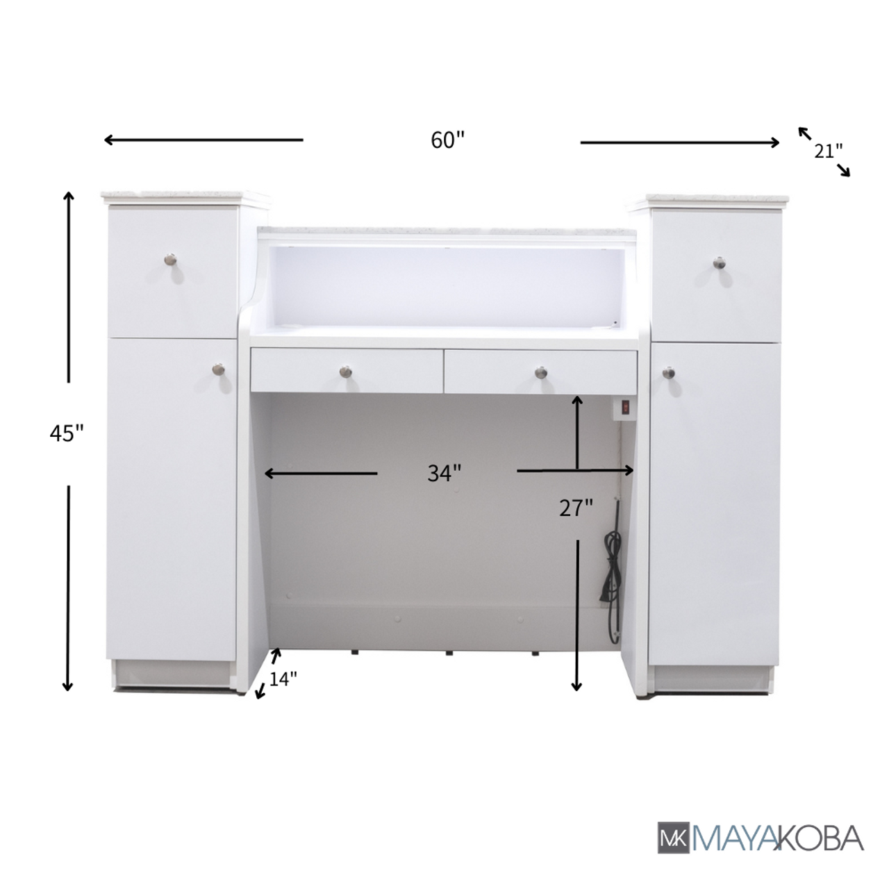 NAPA Reception Table w/ LED (White/Gold)