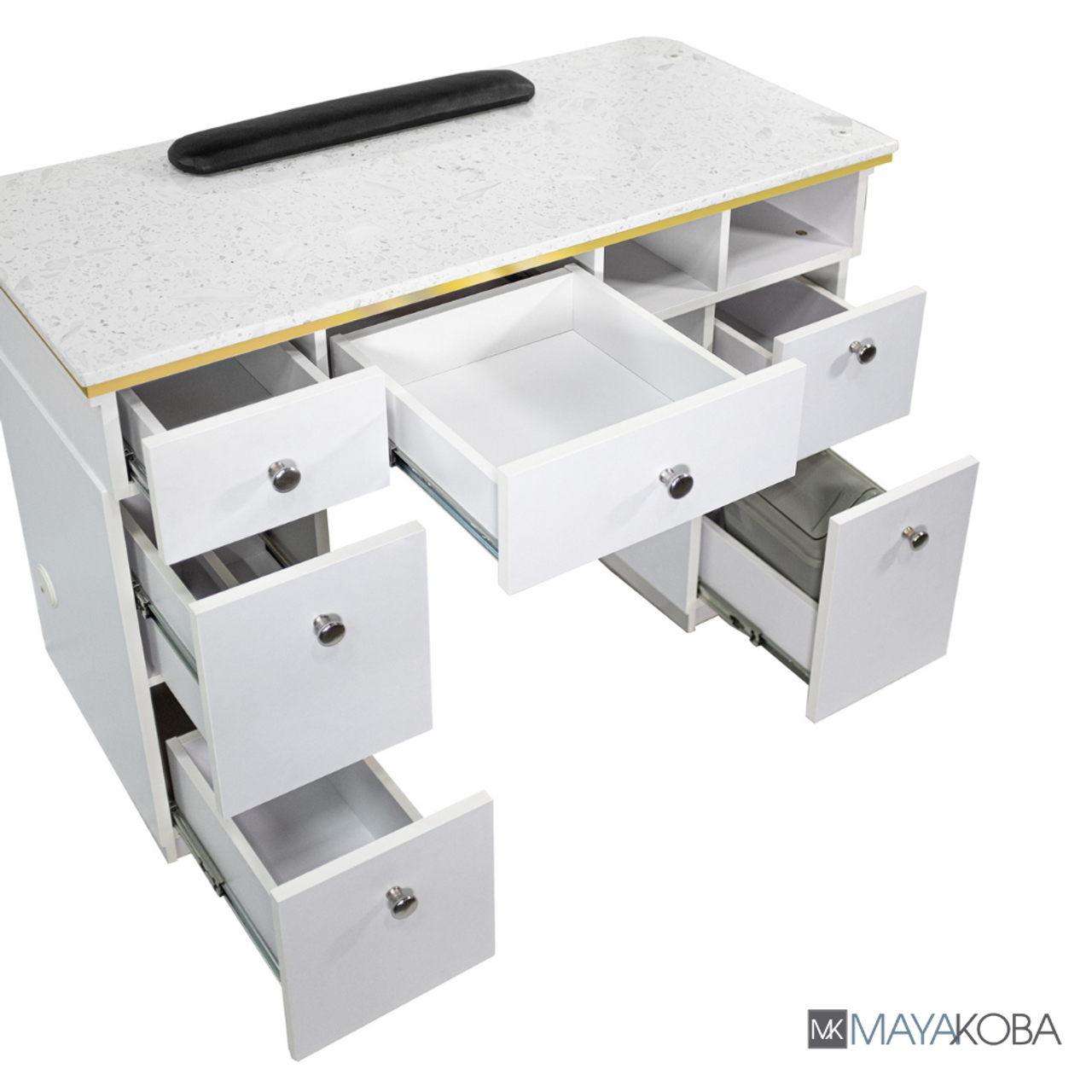 Mesa de manicura NAPA blanca/dorada de Mayakoba 
