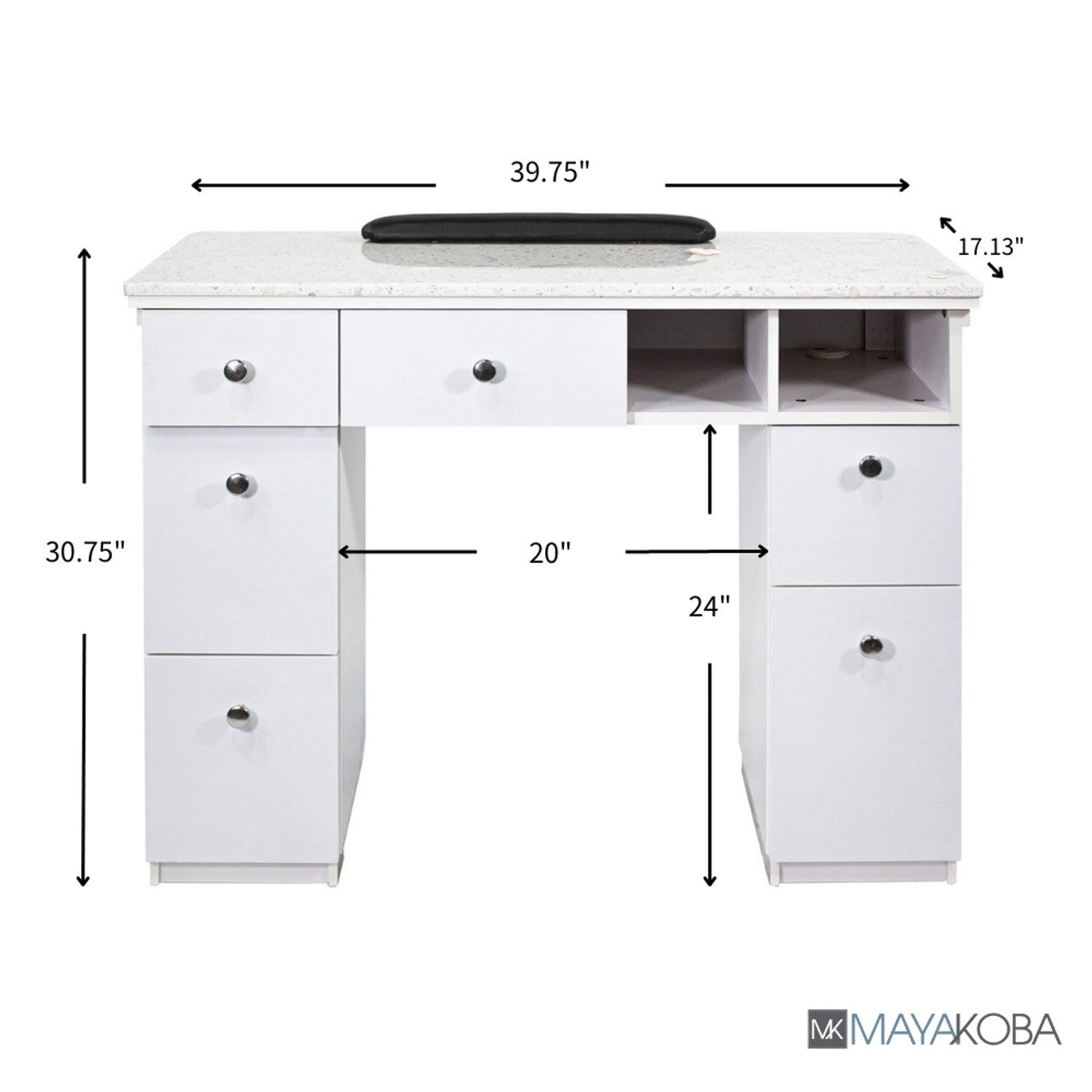 Mesa de manicura NAPA blanca/dorada de Mayakoba 