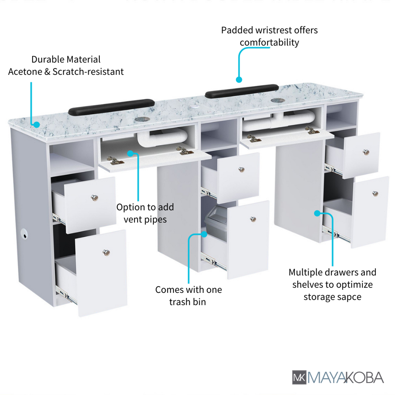 Nova I Double Manicure Table by Mayakoba