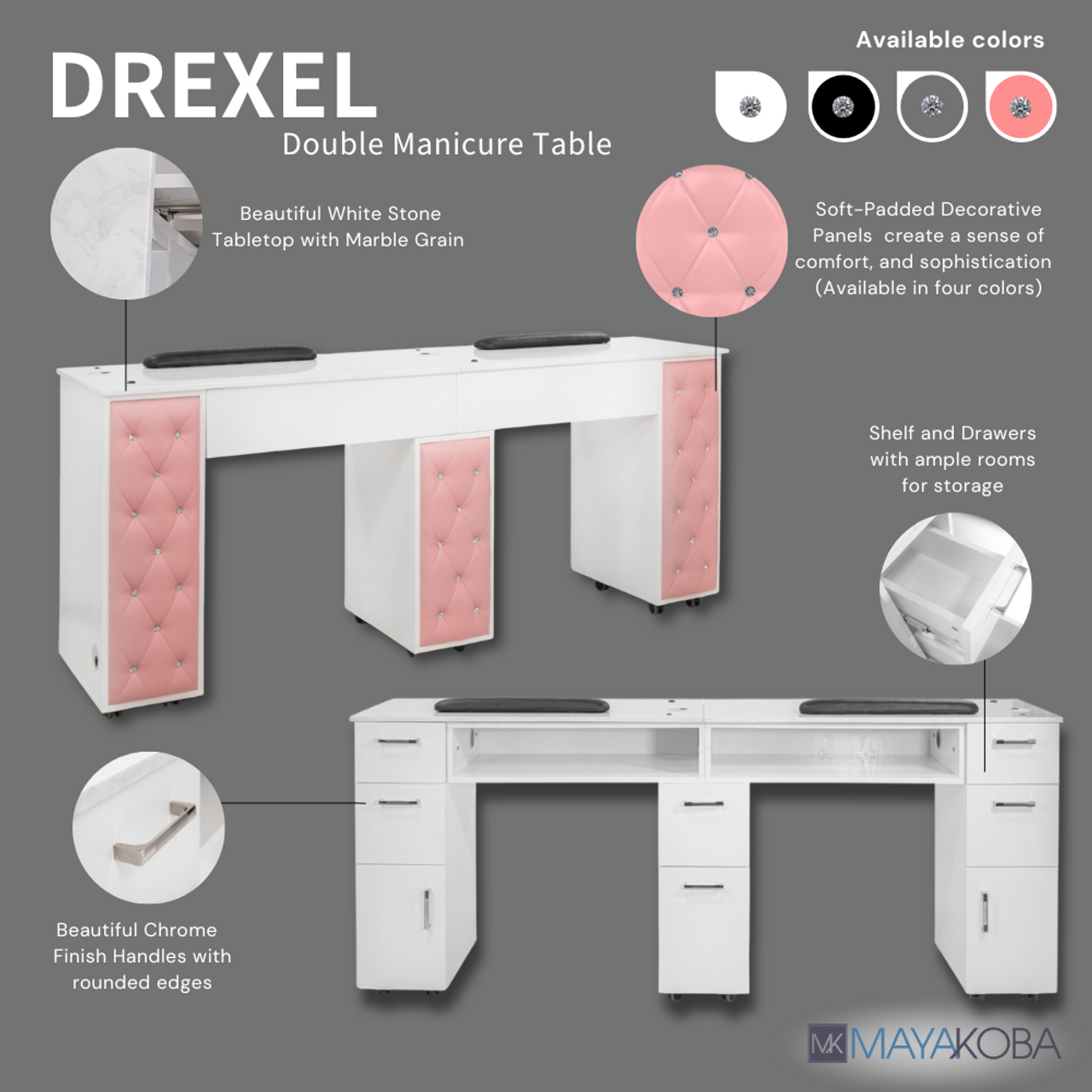 Mesa de manicura doble con mechones DREXEL 