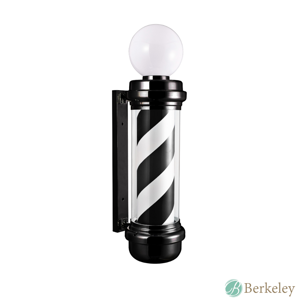 Poste de barbero con luz LED blanca y negra de Berkeley 